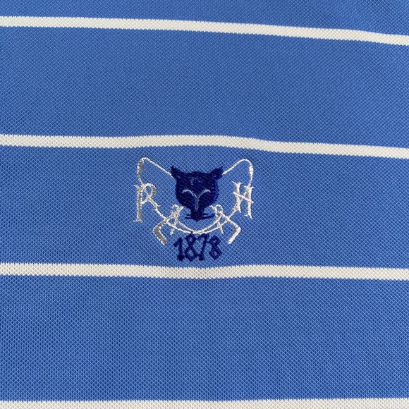 Peter Millar Summer Comfort Blue Stripe Polo Shirt Mens Large Golf Performance - Picture 4 of 8